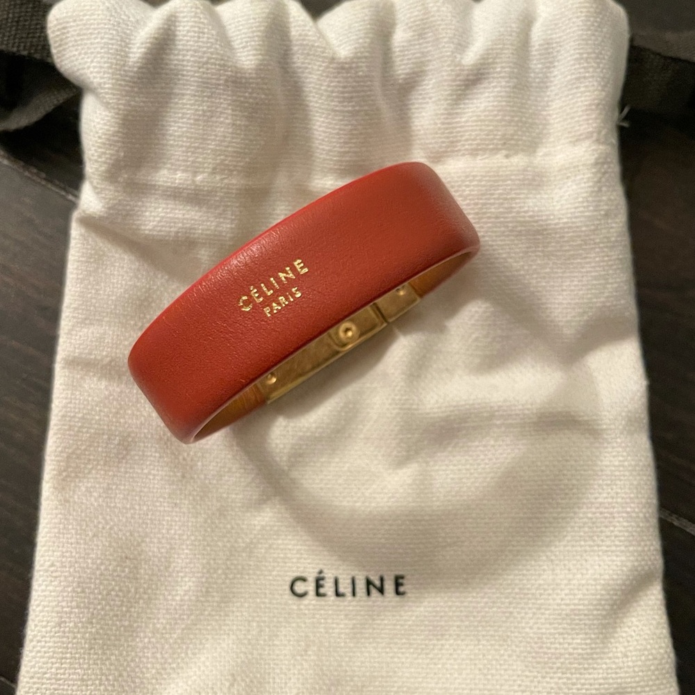 Celine Red Leather Wrap Bracelet